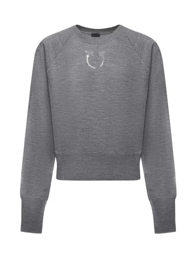 Pinko Wool Logo Sweater In Gray