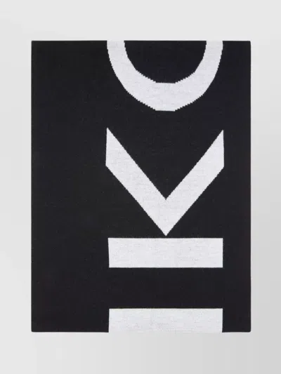 Pinko Wool Logo-knit Scarf In Black