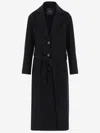 Pinko Wool Long Coat In Black