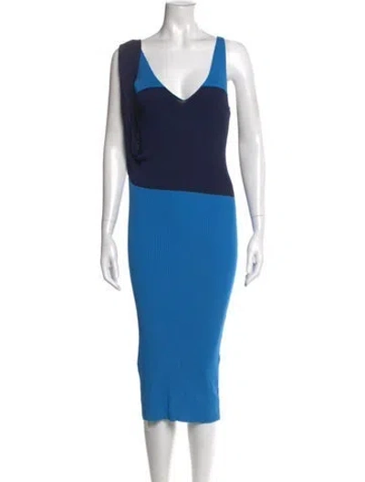 Pre-owned Pinko Wool Midi Length Dress In Blue