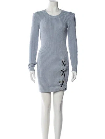 Pre-owned Pinko Wool Mini Dress In Blue