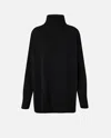 Pinko Short Wool Dress With High Collar In Noir Limousine