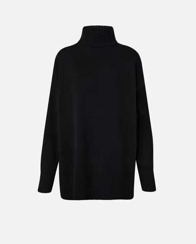 Pinko Short Wool Dress With High Collar In Noir Limousine