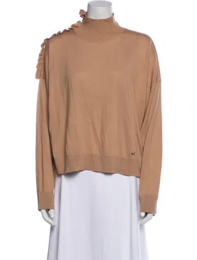Pre-owned Pinko Wool Mock Neck Sweater In Neutral