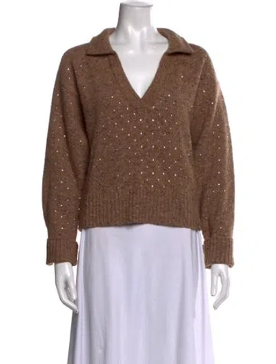 Pre-owned Pinko Wool Patterned Sweater In Brown