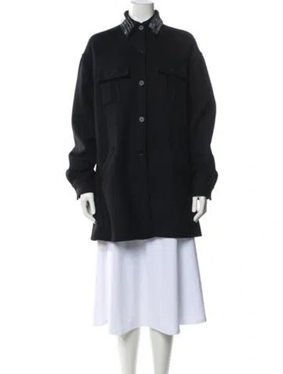 Pre-owned Pinko Wool Peacoat In Black