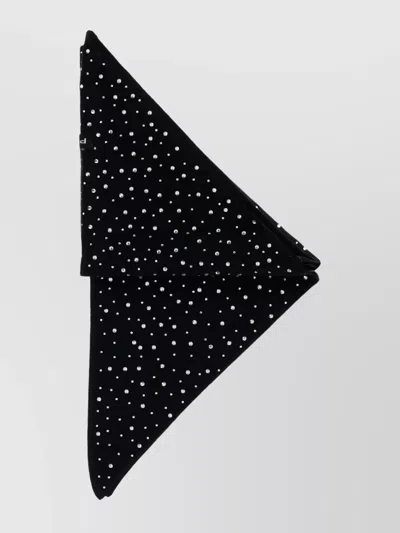 Pinko Wool Rhinestone-embellished Triangular Scarf In Black