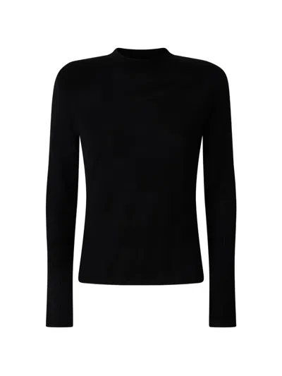 Pinko Wool Ribbed-cuff Sweater In Black