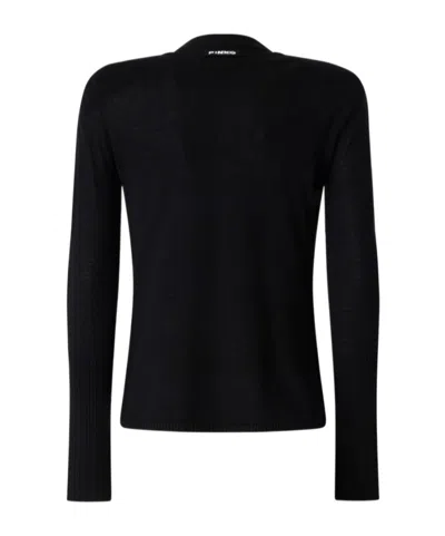 Pinko Wool Ribbed-cuff Sweater In Black
