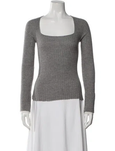 Pre-owned Pinko Wool Square Neckline Sweater In Gray
