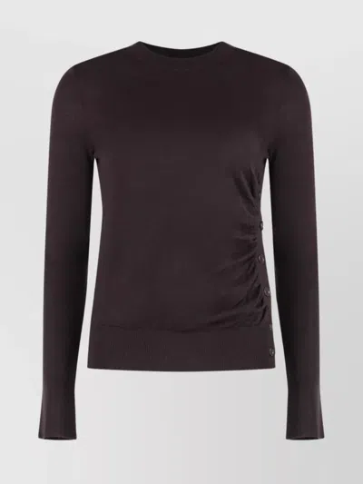 PINKO WOOL SWEATER WITH CREW-NECK AND BUTTON DETAIL