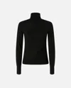 Pinko Fitted Ribbed Turtleneck Sweater With Decorative Buttons In Black