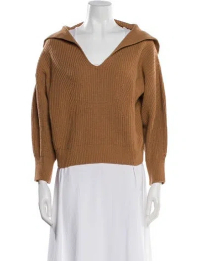 Pre-owned Pinko Wool V-neck Sweater In Brown