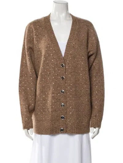 Pre-owned Pinko Wool V-neck Sweater In Neutral