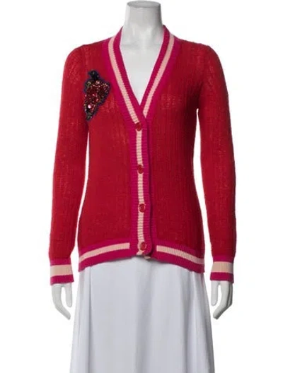 Pre-owned Pinko Wool V-neck Sweater In Red