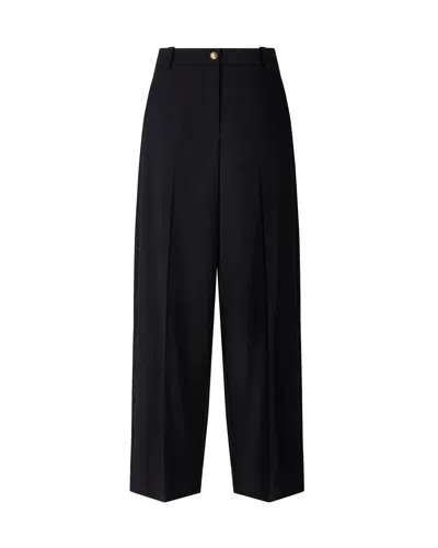 Pinko Wool-blend Diagonal Weave Barrel Fit Pants In Black