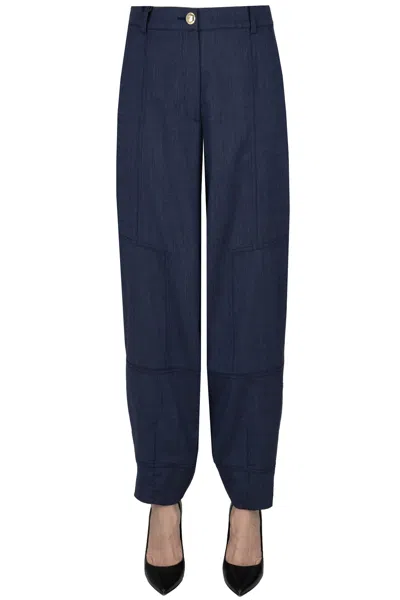 Pinko Wool-blend Trousers In Navy Blue