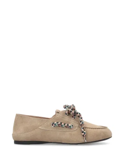 Pinko Woven Lace-up Loafers In Neutral