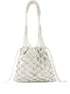 Pinko Mini Crystal Bucket Bag In White