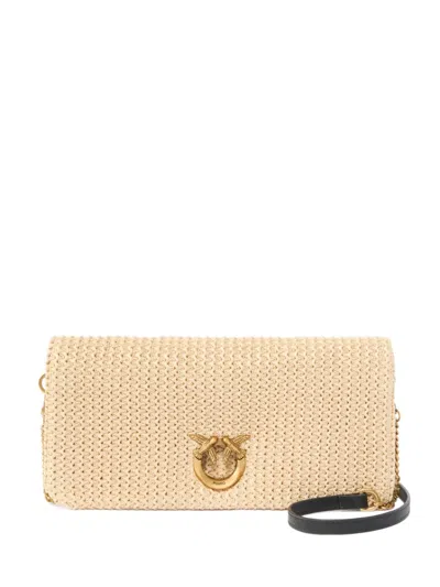 Pinko Woven-appliqué Crossbody Bag In Neutral