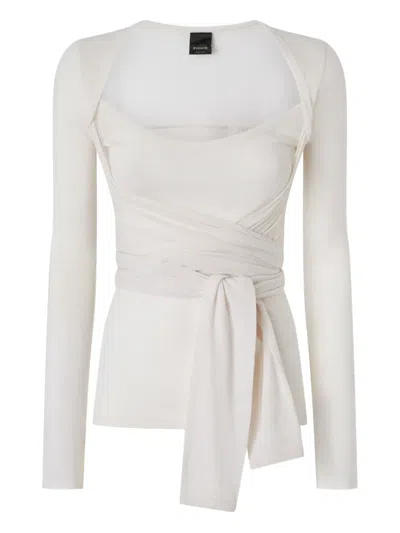 Pinko Wool-blend Sweater With Knot Detail In White