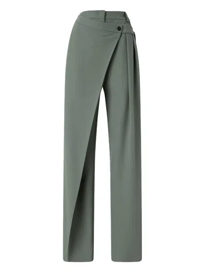 Pinko Wrap-front Pleated Trousers In Green