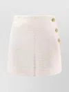 Pinko Wrap-style High-waisted Tweed Miniskirt With Gold-tone Buttons In Neutral