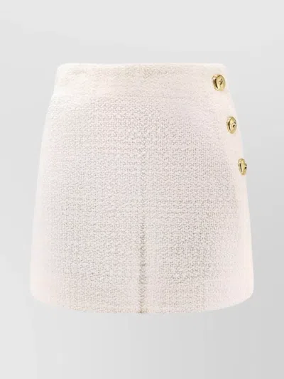 PINKO WRAP-STYLE HIGH-WAISTED TWEED MINISKIRT WITH GOLD-TONE BUTTONS