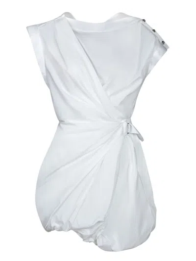 PINKO PINKO WRAP WHITE DRESS WITH CINCHED WAIST