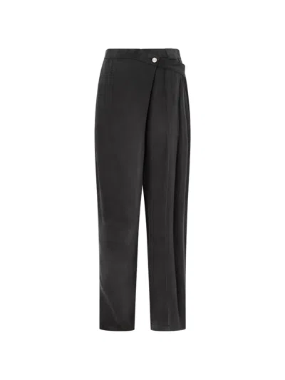 Pinko Wrap-style Pleated Trousers In Black