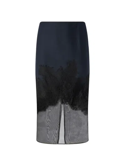 Pinko X Bardazzi Botticino Lace-trim Midi Skirt In Blue