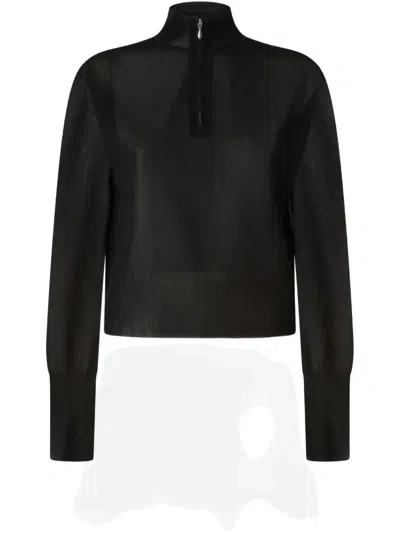 Pinko X Patrick Mcdowell Half-zip Blouse In Black