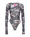 Pinko X Patrick Mcdowell Long-sleeved Bodysuit In Black