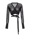 Pinko X Patrick Mcdowell Long-sleeved Wrap Top In Black