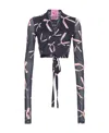 Pinko X Patrick Mcdowell Long-sleeved Wrap Top In Black