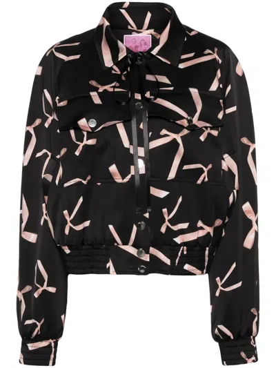 Pinko X Patrick Mcdowell Printed Bomber Jacket In Noir/rose