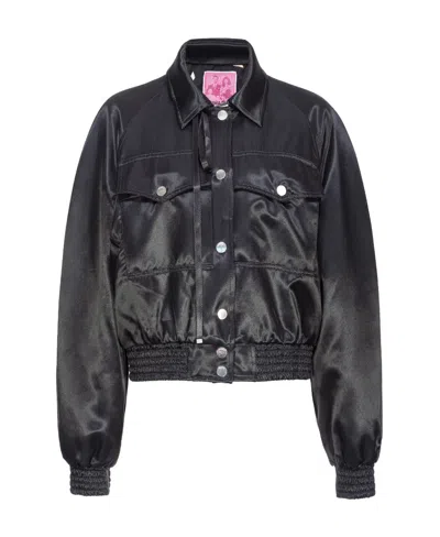 Pinko X Patrick Mcdowell Satin Bomber Jacket In Black