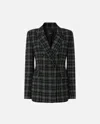 Pinko Yarn-dyed Check Double-breasted Jacket In Gray