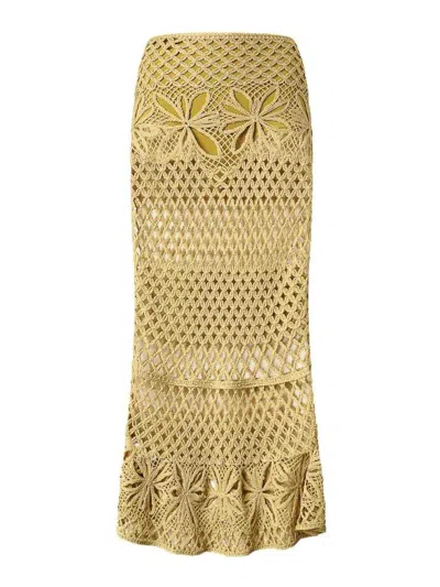 Pinko Yellow  Midi Skirt Embroidered