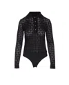 Pinko Knit Lace Bodysuit In Black