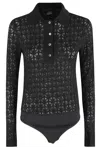 Pinko Knit Lace Bodysuit In Black