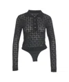 Pinko Knit Lace Bodysuit In Black