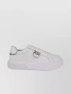 Pinko Lace-up Flatform Sneakers With Leather-effect Fabric In White