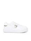 Pinko Love Birds Leather Sneakers In White