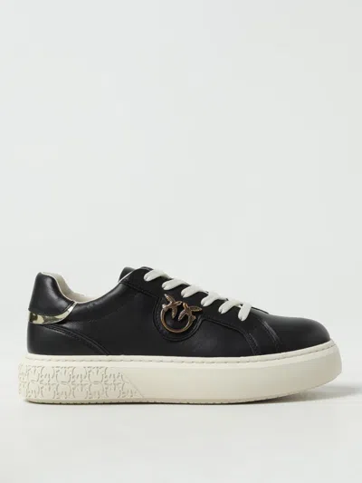 Pinko Yoko  Leather Sneakers With Logo In Black