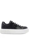 Pinko Monogram Detail Platform Sneakers With In Black