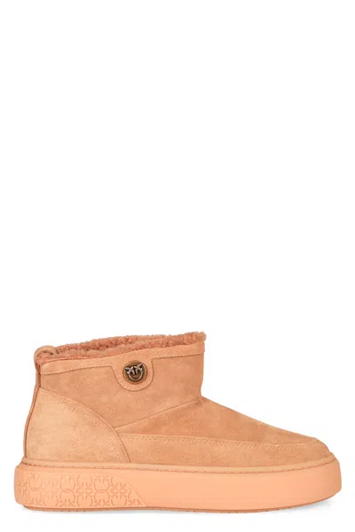 Pinko Yoko Suede Ankle Boots In Nude