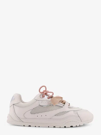 Pinko Yulia Mesh Sneakers With Leather Inserts In White