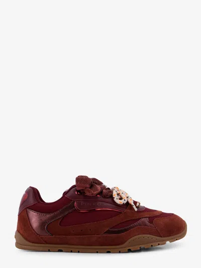 Pinko Yulia Suede Sneakers With Nylon Inserts In Burgundy