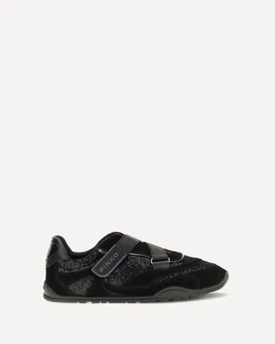 Pinko Yulia Suede Sneakers With Sequins In Black
